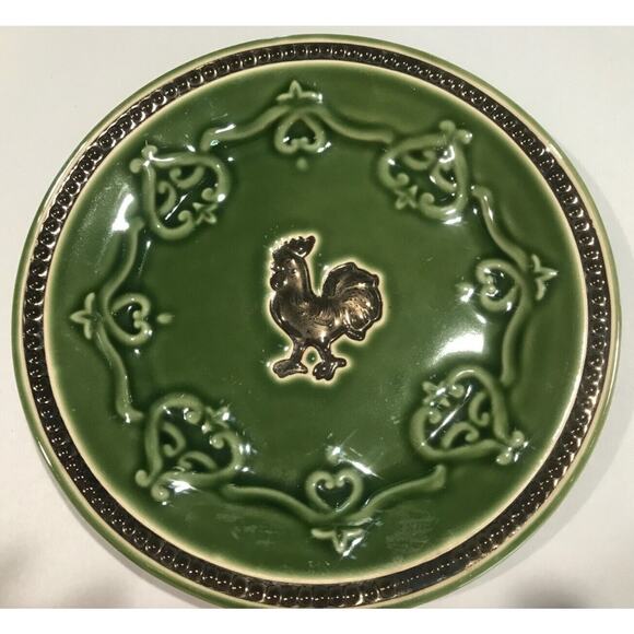Cracker Barrel Green Elegant Rooster 9 inch Dinner Plate *Discontinued - Picture 1 of 6